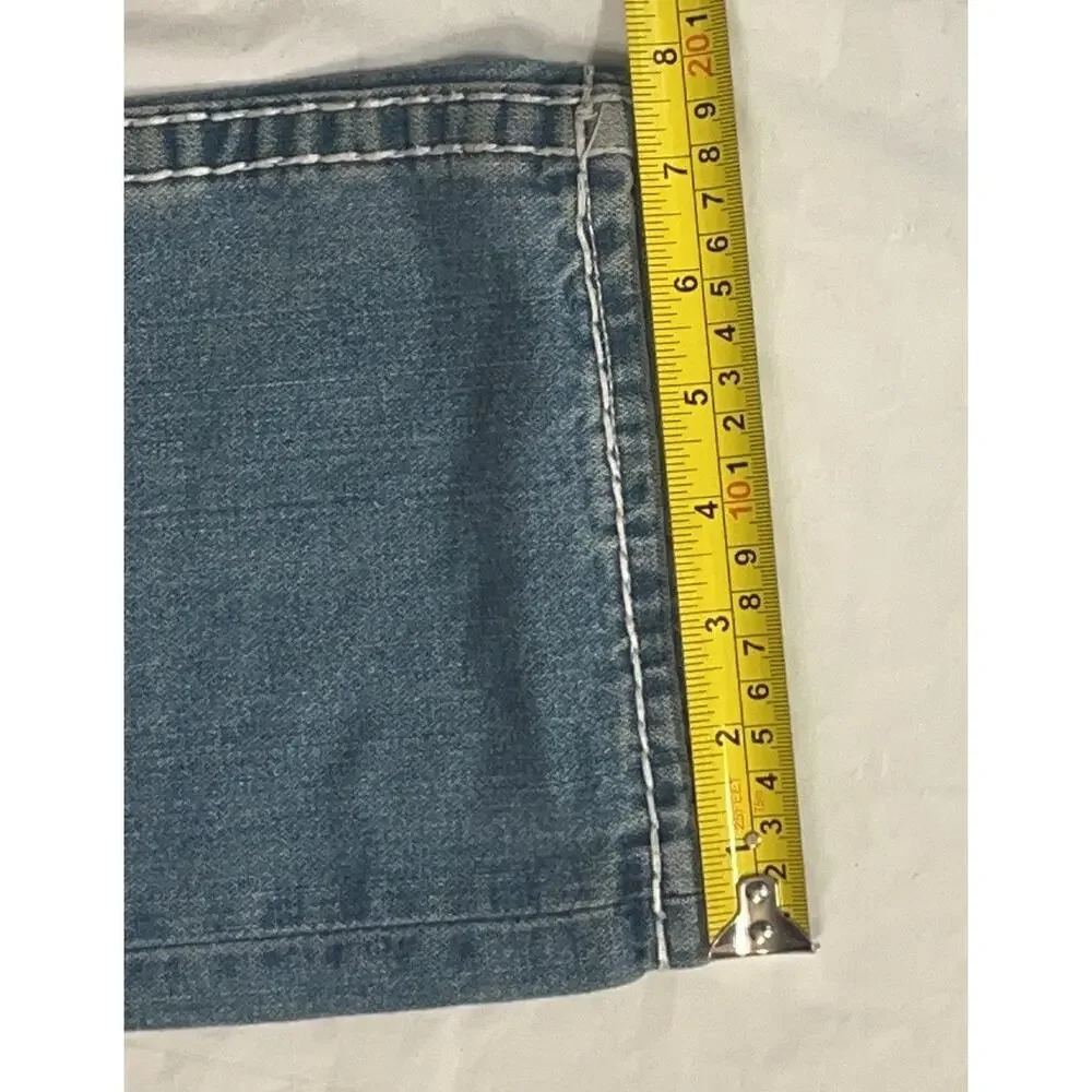 True Religion World Tour Distressed Jeans Men's Size 32 Straight Light Wash